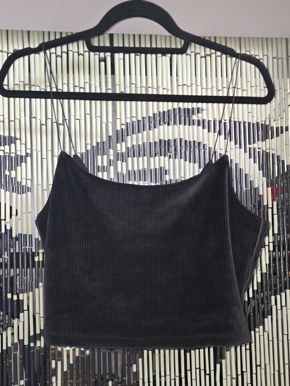 Victoria's Secret Black Ribbed Velvet Cropped Camisole
